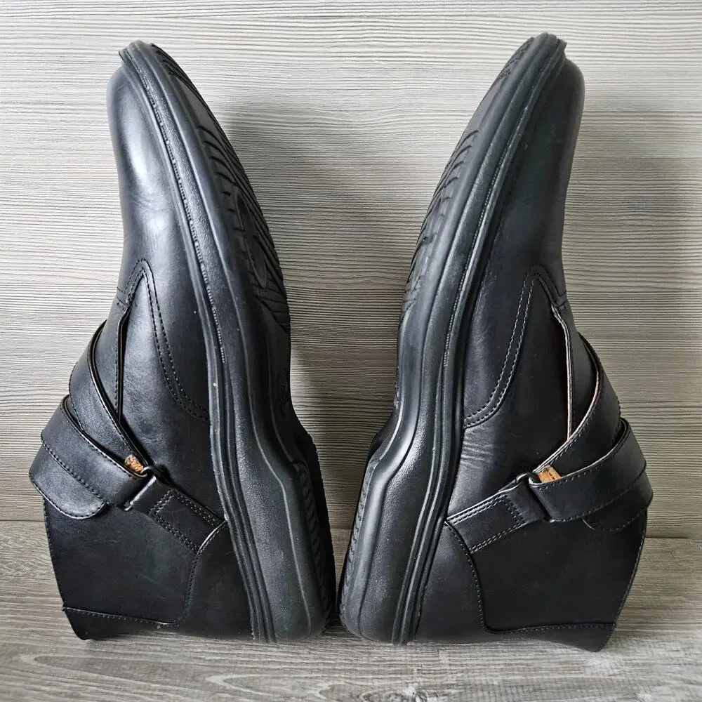 Dr Comfort Joseph Black Leather High Top Hook Loop Dress Boot Shoe Mens Size 9.5